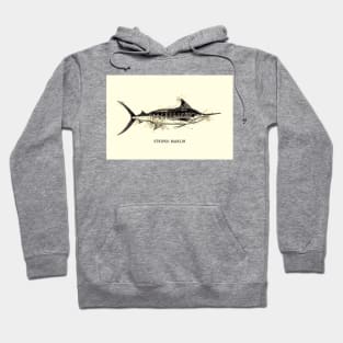 Striped Marlin Vintage Art for the Ocean Lovers and Extreme Anglers / Gifts for Fisherman Hoodie